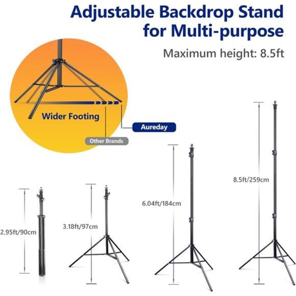 Backdrop Stand, 10x8.5ft Adjustable Photo Backdrop Stand , Heavy Duty - Picture 3 of 7